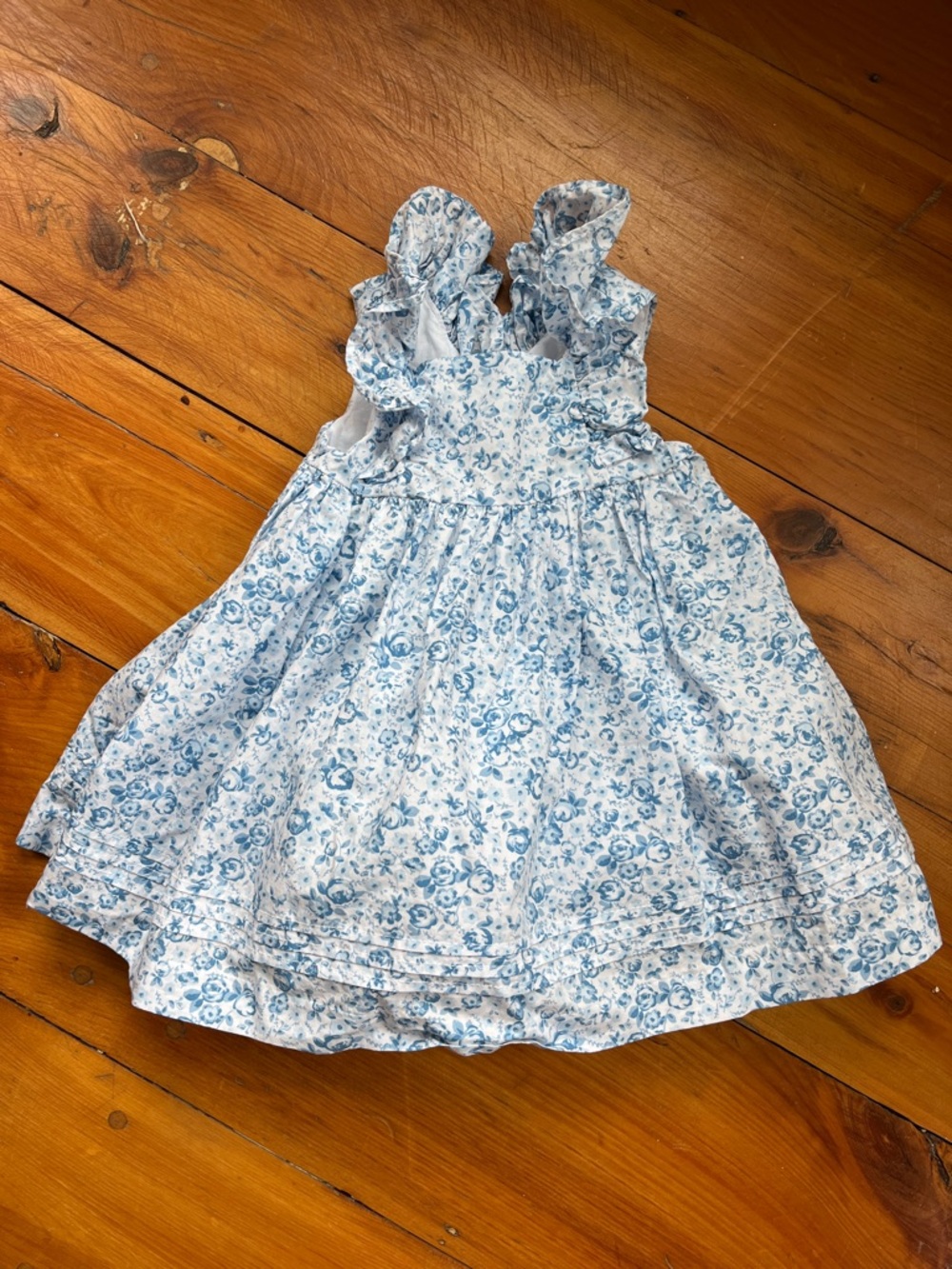 Janie and Jack Light Blue Floral Ruffle Dress, Size 6-12 months
